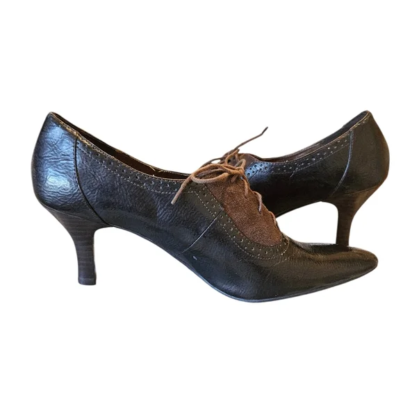 Vintage ETIENNE AIGNER Brown Spectator Oxfords Shoe Goth Whimzigoth Grany Boots - Picture 1 of 9